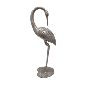 Diseño único Grúa de aluminio Escultura de jardín Níquel en bruto Color plata Decoración de jardín hecha a mano - Product Image 1