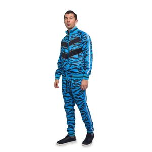 Custom Men Blue Tiger Stripe Tracksuit 2 Piece Set Camouflage Zip Up Jacket Jogger Pants Hip Hop Streetwear <b>Athletic</b> Sweatsuit - Product Image 2