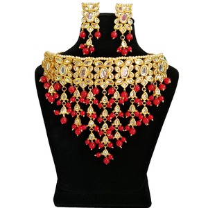 Indian Classic Women's Choker Wedding Engagement Anniversary Party Green Traditional Crystal Kundan Faux Pearl Alloy Gold <b>Gift</b> - Product Image 1