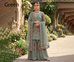Ensemble Salwar Sharara Palazzo Midi en Soie Rose pour Femme, Coupe Ajustée, Design Élégant et Tendance, Séchage Rapide - Product Image 1
