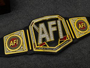 Cinturón de Campeonato de Lucha Libre AFI Personalizado, Aleación de Zinc, Chapado en Oro, Decorado con Diamantes de Imitación, Hebilla con Placa con Letras Impresas, Resistente - Product Image 4