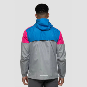 Men's Color Blocking Hooded Windproof Rain Jacket With Zipper Closure Sporty Style Autumn Wear Gray Blue Pink Polyester - Product Image 6