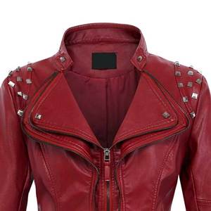 Women <b>Sheep</b> <b>Skin</b> Printed Breathable Quilted Biker <b>Jacket</b> with Studs Premium Leather Outerwear Custom Logo Winter Coat - Product Image 5