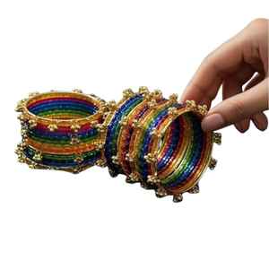 Highest Selling Viral Trendy Multicolor Golden Kashmiri Jhumki <b>Bangles</b> <b>Set</b> Bridal Wedding Party Wear Premium Wholesale Price - Product Image 1