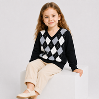 Style britannique Argyle enfants uniforme scolaire pas cher prix en gros 100% coton pull à manches longues
