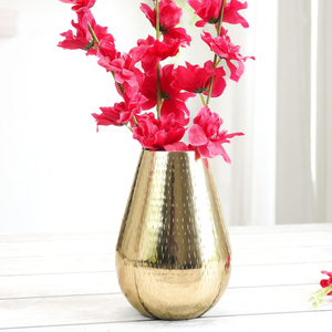 Vase en métal de luxe, finition dorée élégante, porte-fleurs décoratif, accent moderne pour la maison, centre de table pour salon et salle à manger - Product Image 4