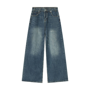 Custom Men's Denim Pants 100% Cotton Casual Jeans Straight Leg Vintage Washed Trousers OEM ODM Wholesale Manufacturer - Product Image 1