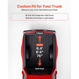 Copertura Morbida Avvolgibile per Cassone del Pickup Compatibile con Dodge Ram 1500 Classic 2019-2024 e Ram 2500 3500 2003-2025, Adatta per Cassoni da 6,4 Piedi (6'') - Product Image 2