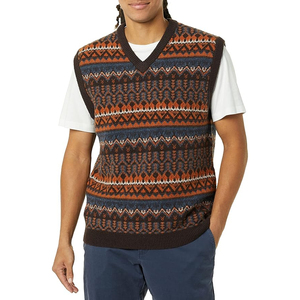 Suéter sin mangas de punto para hombre, estilo clásico, cuello en V, diseño Fair Isle, de lana, corte holgado - Product Image 3