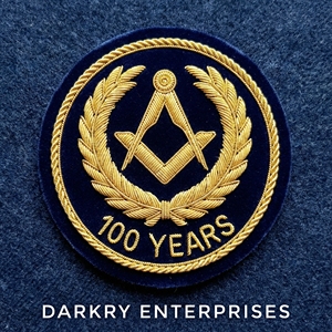 Parche Bordado para Blazer con Emblema Masónico de Centenario de 100 Años, Hecho a Mano con Hilo de Oro, Insignia Personalizada para Aniversario de Logia - Product Image 1