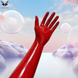 Sexy <b>Red</b> Glossy PU Leather <b>Long</b> <b>Gloves</b> Women Wet Look Patent Leather <b>Gloves</b> Clubwear Dance Party Cosplay Mittens - Product Image 4