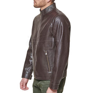 Chaquetas de Cuero Marrón al por Mayor, Chaquetas de Invierno para Hombre de Cuero Vacuno Genuino, Estilo Urbano, con Bolsillos Funcionales - Product Image 3