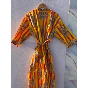 Bata de Baño de Algodón con Estampado de Tigre para Mujer, Kimono Rayado Estilo Boho, Bata Ligera para Descansar, Túnica de Playa, Bata de Spa - Product Image 1