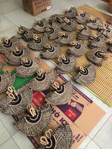 <b>Tropical</b> <b>Party</b> Palm Leaf Handfan Woven Grass Seagrass Folding Fan Event <b>Decor</b> - Product Image 2