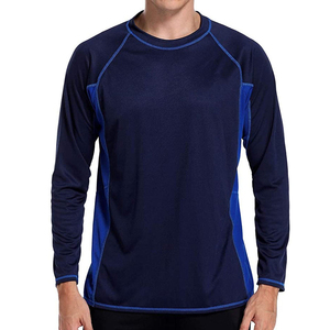Men's Long Sleeve Rash Guard <b>Blue</b> Quick Dry Athletic <b>Base</b> <b>Layer</b> Top Full Sleeve Polyester Sport Wear - Product Image 1