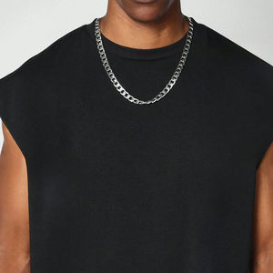 Camiseta sin mangas personalizada para hombre, estilo boxy, con corte deshilachado, sin mangas, ecológica, de elastano/algodón, cuello redondo, formal, de verano, con botones, de secado rápido - Product Image 3