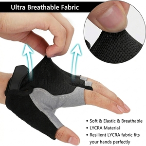 Cycling Sports <b>Gloves</b> Half Finger <b>Thin</b> Breathable Anti-slip Wear-resistant Summer Outdoor Polyester Hook & Loop Closure Unisex - Product Image 4