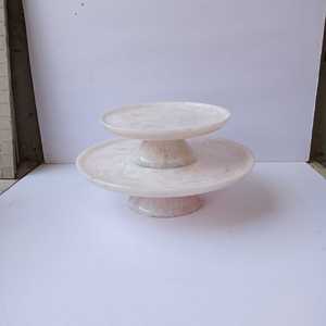 <b>White</b> Luxury Modern Resin Hand Polished Two-Tier <b>Cake</b> <b>Stand</b> Reusable for Cupcakes and Dessert Display at Home Baking Parties - Product Image 1