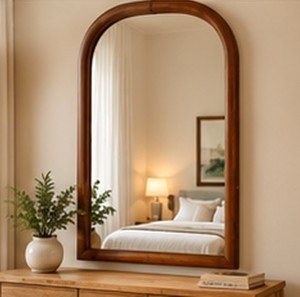 Arched Framed Floor <b>Mirror</b> Wooden Wall <b>Mirror</b> <b>Full</b> <b>Length</b> Decorative Glass <b>Mirror</b> for Bedroom Entryway - Product Image 1