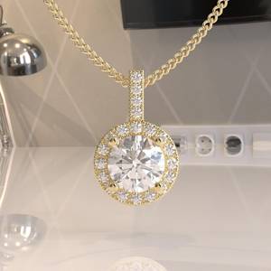 Elvora Gems Geometric Octagon Cut Moissanite <b>Pendant</b> <b>Solid</b> <b>Gold</b> 2.8CT IGI Certified Rhodium Plated Rope Chain Party Necklace - Product Image 1