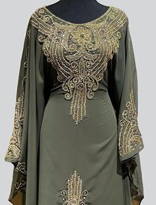 Abaya Modeste en Velours de Dubaï 2026 pour Femme, Cardigan Kaftan Élégant à Col Ouvert, Broderie de Cristaux et Perles, Longueur Ras du Sol, Coupe Évasée - Product Image 4