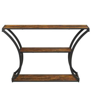 Minimalist <b>Foldable</b> Iron Frame Console <b>Table</b> with Stone Rock Slab Finish for Entryway Display and Storage Solution - Product Image 2