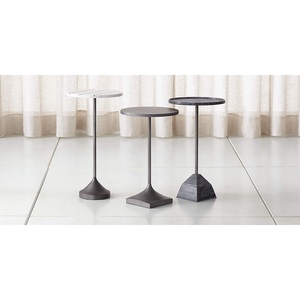 Minimal Cast Aluminum <b>Bar</b> <b>Table</b> Round Top Slim Stem <b>Square</b> Base Strong Stability Clean Modern Space Saving Accent - Product Image 4
