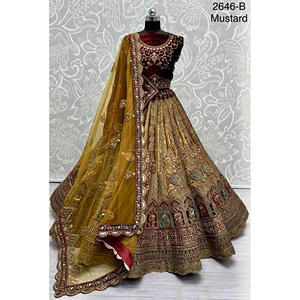 Collections de velours de vêtements de mariée indiens pour la mariée avec le travail de Zarkhan par Fabzone - Product Image 5