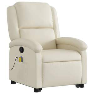Fauteuil inclinable de massage en similicuir crème - Product Image 3