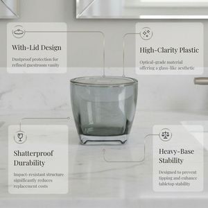 [Holar] Taiwan Made Premium Modern Smoke Black Acrylic Toilet Paper Holder Canister Roll Tissue <b>Storage</b> with Lid - Product Image 3