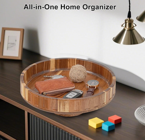 Multifunctional Large Acacia Wooden Bowl Wooden Food Container Wooden Salad Bowl for Home Kitchen - Product Image 6