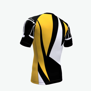 Rashguard personnalisé à manches courtes, coupe compressive OEM, haut de sport à séchage rapide, t-shirt d'entraînement par sublimation, fabriqué au Pakistan - Product Image 4