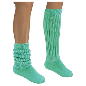 Mint Green <b>Knee</b> <b>High</b> Knitted Socks Solid Color Breathable Cotton Bamboo Fiber Casual Socks for Adults Autumn Wear - Product Image 4