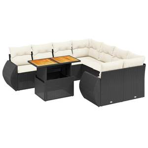 Conjunto de Sofá de Jardín con Reposabrazos Ajustables Grandes en Ratán Sintético Negro, Muebles de Exterior Cómodos - Product Image 2