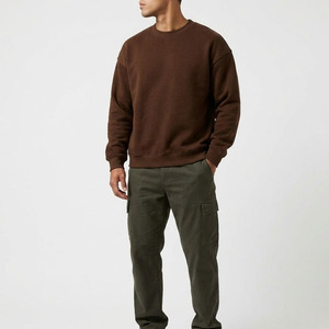 Wholesale 100% Cotton Heavyweight Fleece Crewneck Sweatshirt Custom Logo Blank Drop-Shoulder <b>Pullover</b> <b>Men</b> Streetwear - Product Image 4