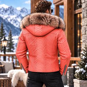 <b>Men's</b> High Quality Embossed Python Leather <b>Summer</b> Breathable Casual Motorcycle Jacket Designer Biker <b>Coat</b> | Herren Lederjacke | - Product Image 4