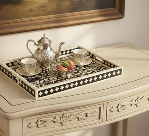 Luxury Handmade Eco-Friendly Bone Inlay Feng Shui Tray Elegant Decorative Design Premium Quality Home <b>Kitchen</b> Serving Hot - Product Image 4