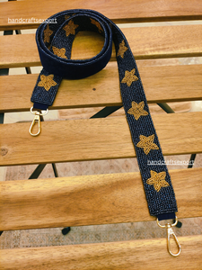 Beaded Star Pattern Luxury Strap <b>Navy</b> Blue Gold Stars Fashion Handbag <b>Accessory</b> Safety Portable High Quality - Product Image 3