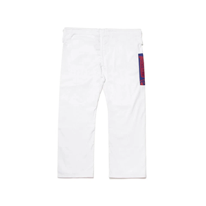 Pantalon de karaté blanc pour homme avec patch logo rouge et bleu, coupe classique, en coton respirant, vêtement d'arts martiaux, taille adulte - Product Image 4
