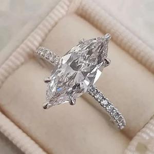 Anillo de Compromiso de Plata de Ley 925 con Diamante Moissanite en Forma de Marquesa, Hermoso Anillo Personalizado y Otra Joyería de Diamantes - Product Image 4