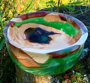 Bol en résine époxy et bois d'acacia fait main de qualité supérieure, finition lisse et brillante, sans BPA, écologique, pour la cuisine, le service, la décoration et l'exposition - Product Image 4