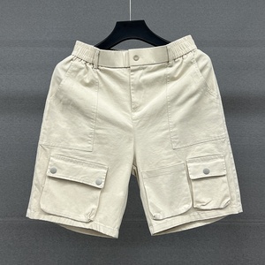 Pantalones Cortos Cargo de Lona para Hombre, Cintura Elástica Media, Estilo Bermuda Informal con Bolsillos - Product Image 3