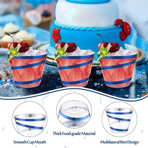 Bicchieri di Plastica Blu con Bordo Ondulato, Eleganti Calici Usa e Getta per Feste di Halloween e Natale, Set da 50 Pezzi - Product Image 2