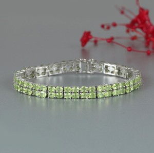Natural Peridot Stone Gold Plated 925 Sterling Silver <b>Charm</b> Bracelet Green Gemstone Elegant Handmade Luxury Jewelry - Product Image 2