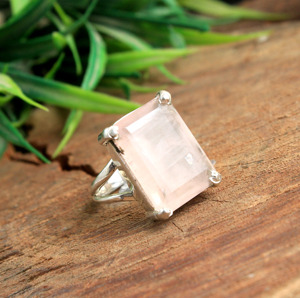 Natural <b>Rose</b> <b>Quartz</b> <b>Ring</b> 925 Sterling Silver Handmade Large Oval <b>Rose</b> <b>Quartz</b> Statement <b>Ring</b> Vintage Filigree Boho Jewelry - Product Image 4