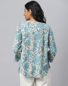Chemise en coton mélangé pour femme avec imprimé artisanal, manches 3/4, TheFabira, approvisionnement en gros en provenance d'Inde, vêtements régionaux - Product Image 6