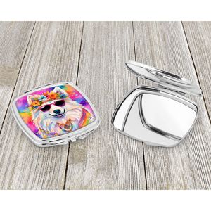 Espejo de maquillaje de mano plegable compacto Samoyed Hippie Dawg, espejo decorativo de viaje portátil para mujeres y niñas, Ideas de regalo de bolsillo - Product Image 3
