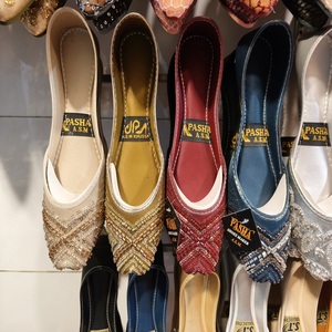 Women's Silk Embroidered Flat <b>Juttis</b> Traditional Wedding Party Shoes Indian Pakistani Ethnic Style Multi Color Khussa Options - Product Image 2
