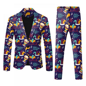 Conjunto de Traje Navideño para Hombre con Estampado por Sublimación, Pantalón y Chaqueta de Esmoquin con Cuello de Solapa, Blazer y Pantalones de Dos Piezas - Product Image 4