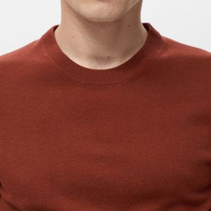 T-shirt à manches courtes en tricot pour homme, col rond, couleur unie, coupe ajustée, vêtements décontractés, rouge brun, coton de haute qualité, design uni - Product Image 5